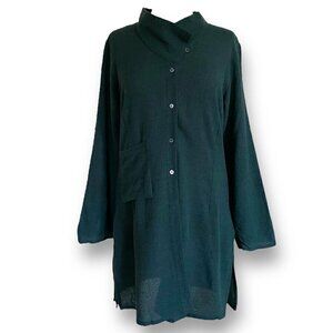 Sulu Kerstin Bernecker Womens Tunic Jacket Sz 36 US S Pine Green Wool Lagenlook